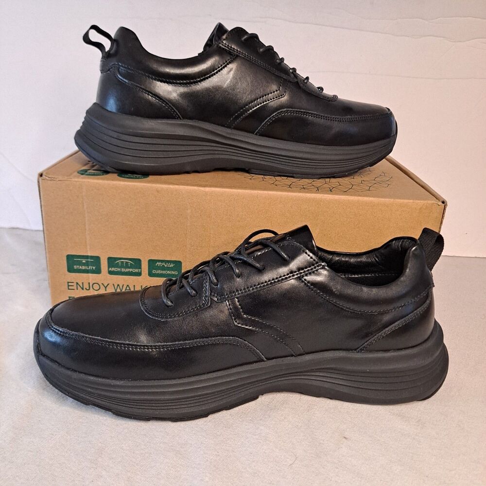 Orthocomfoot Walking Dress Oxfords Men's Sz 47 (US 13) Black Leather Hiking